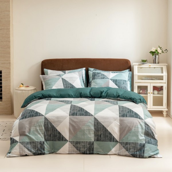 Двойно спално бельо 3D микросатен Витория зелено